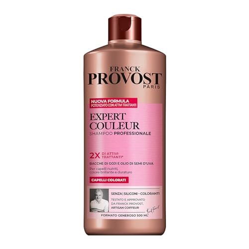 Franck Provost, Expert Couleur, Shampoo Professionale Per Capelli Colorati, Per Capelli Nutriti e Lucenti, Con Bacche di Goji e Olio di Semi, 500 ml