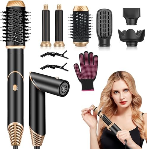 GAOEEIN Air Styler 6 in 1 Multifunzione Asciugacapelli con Spazzola Lisciante, Spazzola Arricciacapelli 110,000 RPM, 1000W, Adatto per L'Asciugatura con Phon, Lo Styling Dei Capelli Ricci e Lisci