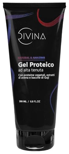 Gel Proteico per capelli mossi, ricci, afro Natural&Amazing di DIVINA BLK con proteine vegetali, estratti naturali di avena BIO e bacche di goji (200ml)