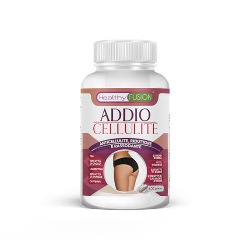 Healthy Fusion Addio Cellulite | Capsule Anticellulite e Rassodanti | Elimina la Pelle a Buccia d'Arancia | Previene le Varici e la Ritenzione Idrica | CLA, L-Carnitina, Cacao e Caffeina | 100 Caps