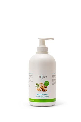 ITALFISIO Olio da Massaggio Professionale - Per Fisioterapia ed Estetica - Olio di Mandorle Dolci al 100% - Ideale per Massaggi su Viso e Corpo, Aromaterapia - Ideale anche per Pelli Delicate - 500ml