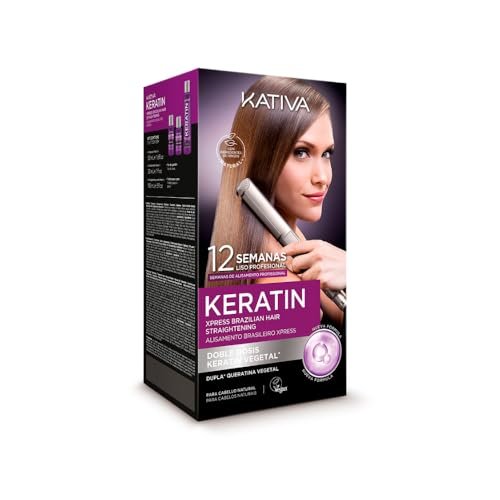 Kativa - Keratin Alisado Brasileño, Kit Stiratura Brasiliana - Lisciante Anti Crespo alla Cheratina, Senza Formaldeide e Solfati - con Shampoo, Balsamo e Maschera Trattamento