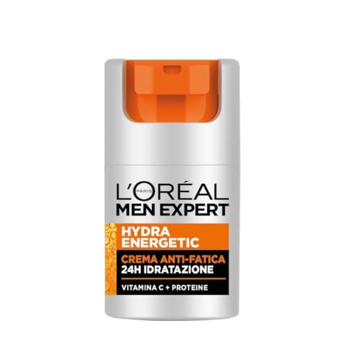 L'Oréal Men Expert Crema Idratante Uomo Anti-Fatica Hydra Energetic, Combatte le Occhiaie e Dona Intensa Idratazione, Arricchita con Proteine e Vitamina C, 50 ml