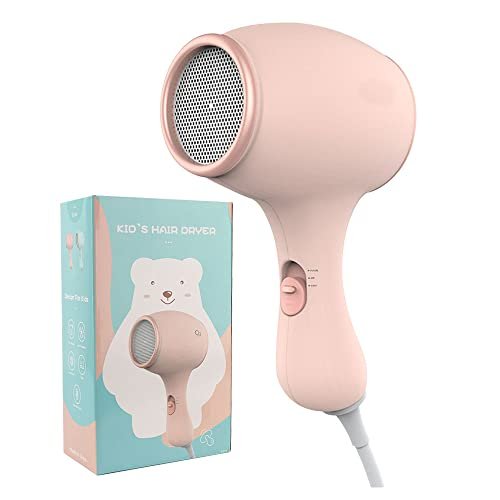 Lotvic Fon per Bambini, Mini Asciugacapelli per Ragazze, Fon per Bambini Neonati, Asciugacapelli da Viaggio, 3 Impostazioni di Velocità, Asciugacapelli Portatile Caldo e Freddo a 500W (Rosa)