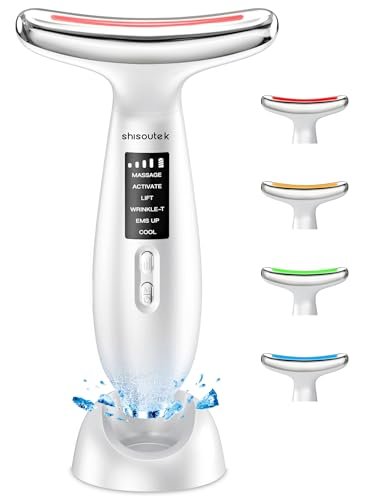 Massaggiatore Viso Lifting Elettrico Antirughe: Dispositivo di Bellezza a 5℃ del Freddo e 45℃ Terapia del Caldo - Face Massager con 6 Modi 4 LED - EMS Lifting Gua Sha Massaggio Rassodante Collo Viso