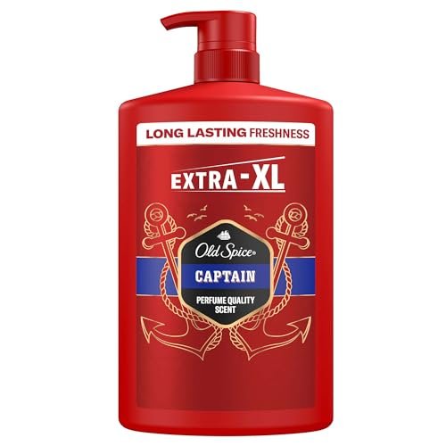 Old Spice Captain - Gel doccia e shampoo da uomo, 1000 ml, multiuso, 3 in 1, per corpo, capelli, viso, freschezza a lunga durata, profumo di qualità, pulizia profonda