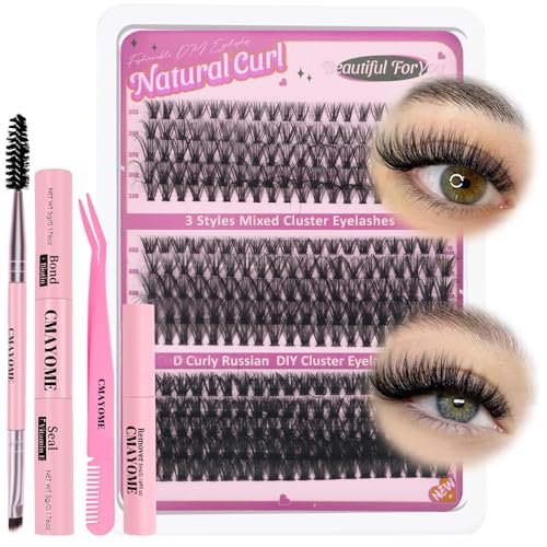 OWill Ciglia finte ciuffetti 300Pcs,Kit ciglia extension D Curl 10-18mm,Ciuffetti ciglia finte 30D+40D+50D,Set ciglia finte extension fai da te,Lash extension kit con colla e dispositivo di rimozione