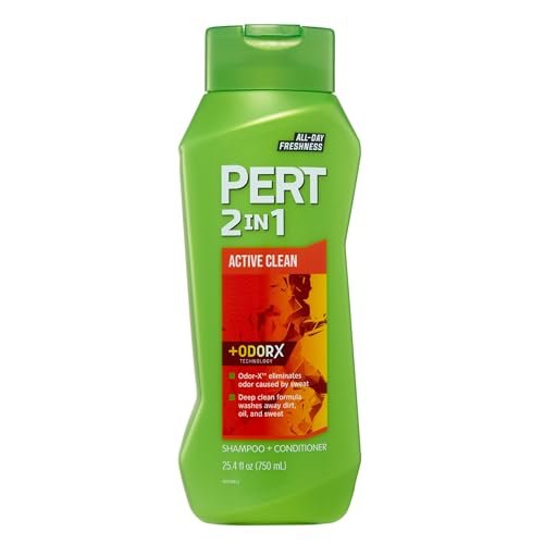 PERT 2 in 1 Active Clean Shampoo and Conditioner - Deep Clean with Odor Elimination Technology - Leaves Hair Manageable and Fresh All Day - 750 ml