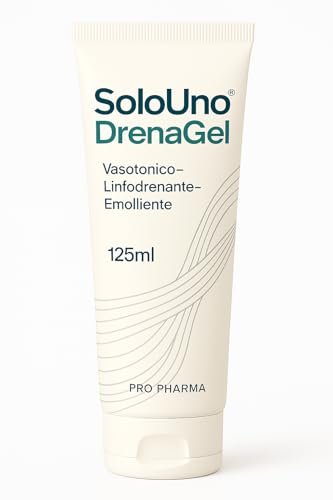 SoloUno® DrenaGel formulazione con Bromelina Diosmina e Meliloto effetto vasotonico, linfodrenante e anticellulite - Per gambe gonfie e pesanti, edemi, infiammazioni muscolari – Made in Italy 125 ml