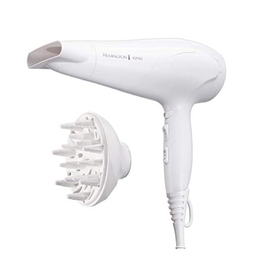 Remington Asciugacapelli 2200W - Anello in ceramica Ionic Care per una ottima distribuzione del calore - 3 livelli di riscaldamento, 2 livelli di ventola separati + raffreddamento, 2 accessori, D3199