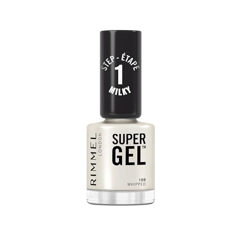 Rimmel Super Gel, 109 Whipped, Smalto a lunga tenuta, Finish lattiginoso, Applicazione facile, Manicure effetto gel, Resistente alle scheggiature, Formula clean, 12 ml