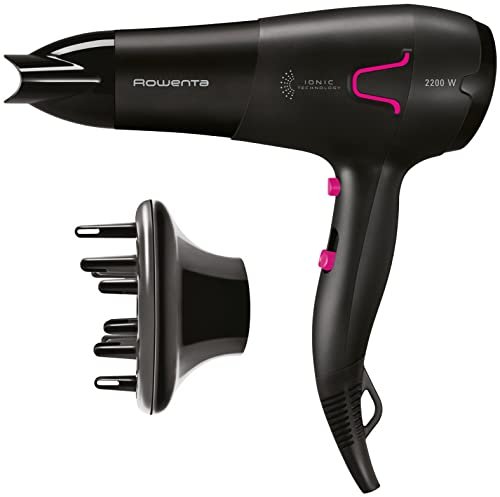 Rowenta Cv5623 Power Pro Ionic, Asciugacapelli,2200 W, Emissione Di Ioni, 6 Impostazioni, 2 Temperature, Diffusore Per Ricci, Nero