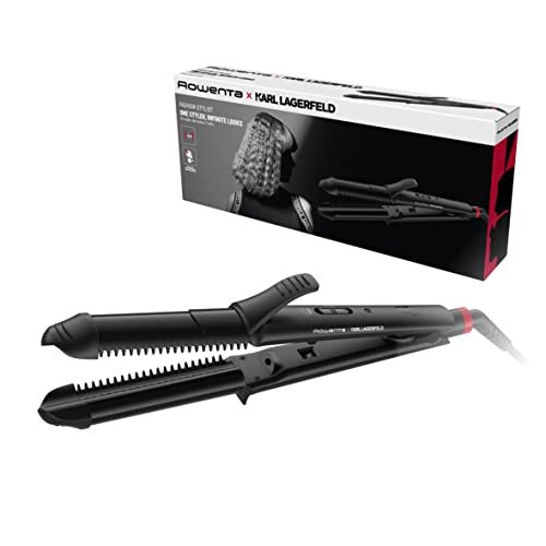 Rowenta Multistyler 3 in 1 Karl Lagerfeld Conica CF451L Multistyler 3 in 1 da 35 mm: lisciare, increspare e arricciare, rivestimento ceramico, controllo temperatura fino a 200°, 2 pettini integrati,
