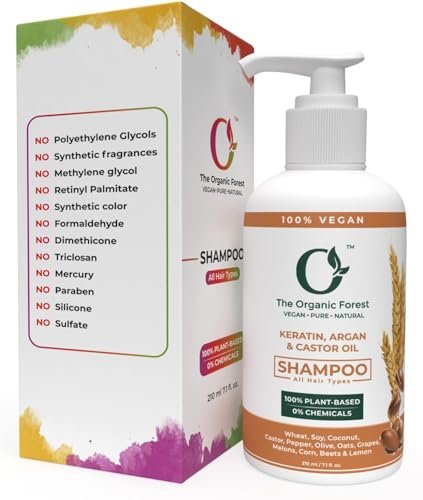 Sulfate Free Keratin, Castor Oil & Moroccan Argan Oil Shampoo | Moisturizing, Color Safe Shampoo for Dry, Oily, & Thinning Hair | Paraben-Free, No Sodium Lauryl Sulfate, Dry Scalp Repair