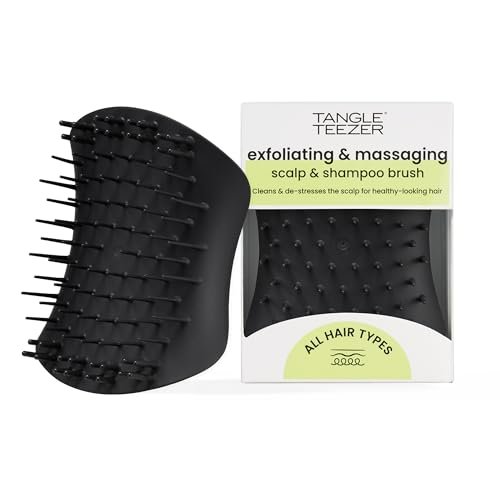 Tangle Teezer The Scalp Exfoliator & Massager - Esfolia e massaggia il cuoio capelluto, con o senza olio, anche sotto la doccia. Pulisce in profondita e rimuove cellule morte - Nero Onyx
