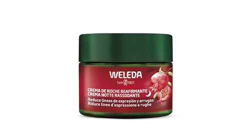 Weleda Balsamo notte rassodante Melograno, Crema viso notte con olio di semi di melograno e peptidi maca. La crema idratante riduce le rughe e rigenera la pelle (1 x 40ml)