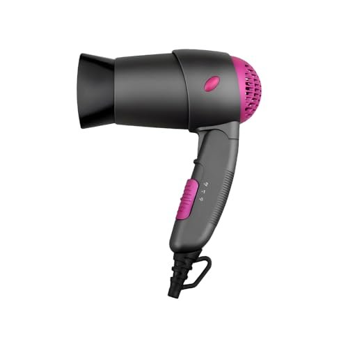 Wintem Asciugacapelli phon 1200W con 2 Velocità Regolabili e Concentratore per Acconciature Precise Lisci, Ricci o Mossi - Compatto e Leggero con Tecnologia Protezione Capelli - Rosa e Nero 21x76x12cm