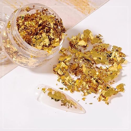 1 Scatola Oro Argento Irregolare Nail Foil 3D Glitter Fiocchi Fogli Carta Nail Art Decorazione