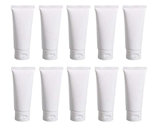 20 tubetti vuoti ricaricabili, in plastica, colore: bianco, per cosmetici, creme, shampoo, detergente viso, campioncini di cosmetici, contenitore morbido con coperchio a scatto