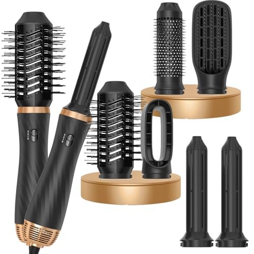 Air styler 6 in 1, 1000 W Spazzola Asciugacapelli Multifunzione, con asciugacapelli, spazzola rotonda, spazzola ad aria calda, spazzola per asciugacapelli, bigodini Patent Nr: 009164270-0001