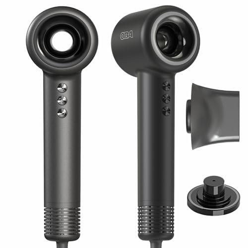 Asciugacapelli Hair dryer OBA-HY01PRO: Phone Asciugatura Perfetta, Capelli Sani, 500 Milioni Ioni Negativi, Motore Brushless da 120.000 RPM, Velocità flusso d'aria 75 m/s, 358g, silenzioso 54 dB phon