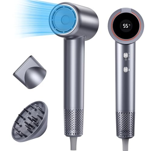 Asciugacapelli Ionico,1500W Phon Capelli Professionale Ionico 110000 RPM con 3 Impostazioni di Calore e 2 velocità, 300 milioni di ioni negativi phon capelli ionico con Diffusore e Concentratori