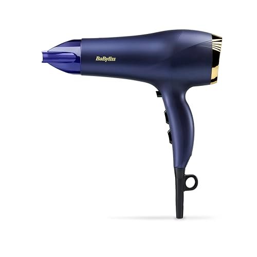 BaByliss Asciugacapelli Midnight Luxe, 2300W Phon Capelli Professionale, Funzione ionica anti-crespo, asciugatura rapida, leggero, 3 impostazioni di calore, 2 velocità, blu, 5781PE