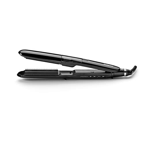 BaByliss Piastra Capelli funzione vapore Steam Straight, Titanium Ceramic, piastre larghe, 5 temperature da 150°C a 230°C, ST492E