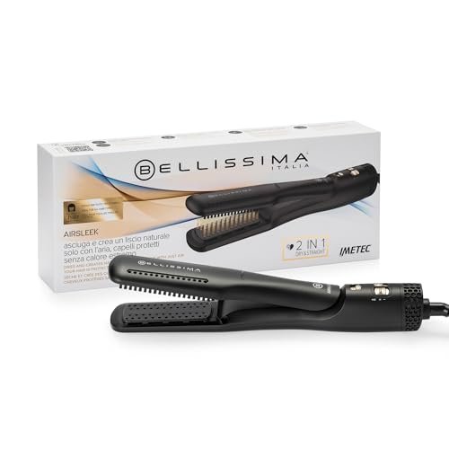 Bellissima Imetec AirSleek - Piastra asciugacapelli 2 in 1 ad Aria, Asciuga e Stira Capelli Bagnati. Capelli Lisci e Protetti Senza Calore Estremo. Tecnologia a Ioni, Rivestimento Ceramica & Cheratina