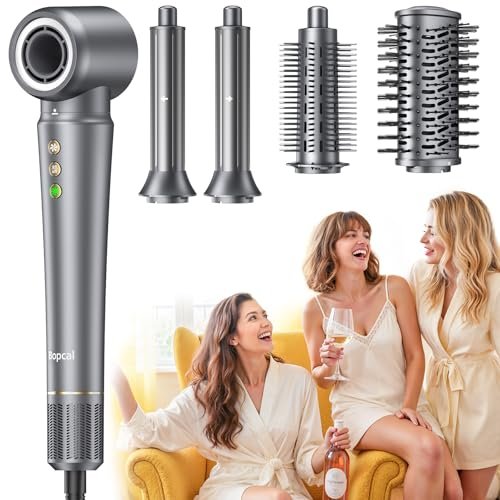Bopcal Phon Capelli Professionale 5 in 1 - Hair Styler 160000RPM Spazzola Asciugacapelli, Arricciacapelli Automatico, Spazzola Aria Calda con 500 Milioni Ionico per Crespo, Volumizzant, Liscio, Regali