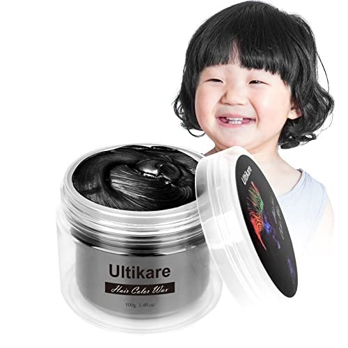 Cera per tintura dei capelli, cera per colore dei capelli Ultikare, cera nera, cera per tintura temporanea, crema fai da te lavabile, istantanei lavabili naturali per uomini e donne, Halloween (nero)