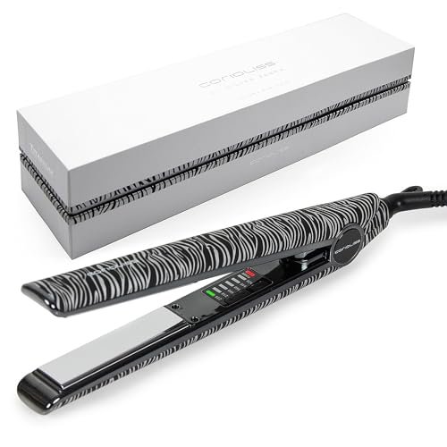 CORIOLISS C1 Piastre per capelli per le donne | Piatti di titanio e curling per capelli fini | Ferro professionale con controllo della temperatura Zebra Silver Soft touch