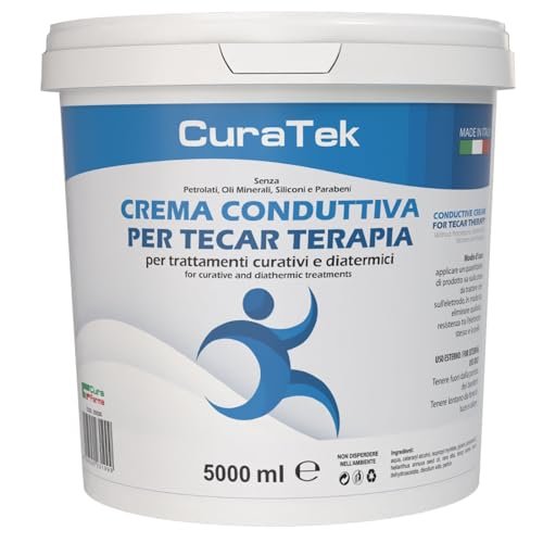 CURA FARMA CuraTek - Crema Conduttiva Tecar, Diatermia e Fisioterapia, 5L, Fluida e Idratante per Radiofrequenza - Crema Diatermica per Trattamento Capacitivo e Resistivo con Apparecchio Tecarterapia
