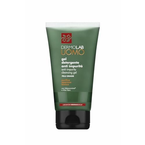 Dermolab Uomo - Gel Detergente Anti Impurità, per Pelli Grasse, con Pool di Acidi della Frutta e Ialuronici, Effetto Purificante e Opacizzante, Dermatologicamente Testato, 150 ml