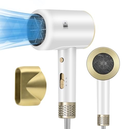 EXTRASTAR Asciugacapelli al plasma professionale, asciugatura rapida 2000W, 2 velocità, 1 ugello styling, pulsante aria fredda, temperatura costante senza danneggiare i capelli, basso rumore, bianco