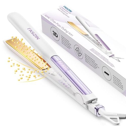 Faszin Piastra Capelli Professionale 2-In-1, Piastre Ioniche di Titanio, Riscaldamento In Soli 20 Secondi, Display LCD Chiaro, Ideale Per Capelli Lisci, Ricci e Mossi (Bianco-1)