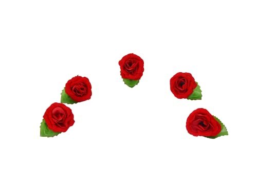 Fermaglio per capelli a forma di rosa rossa, accessorio per chignon, fatto a mano, indiano, ornamento per capelli per donne, feste, matrimonio, festival, regalo (set di 5 clip a rosa)