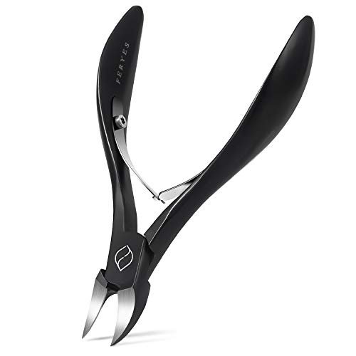 FERYES Tagliaunghie Per Unghie Ingrossate O Spesse, Unfhie Fungine O Incarnite - Tronchese a Grande Manico - 4R13 in Acciaio Inox - Raccomandato dai Podologi, FL-N201,NERO