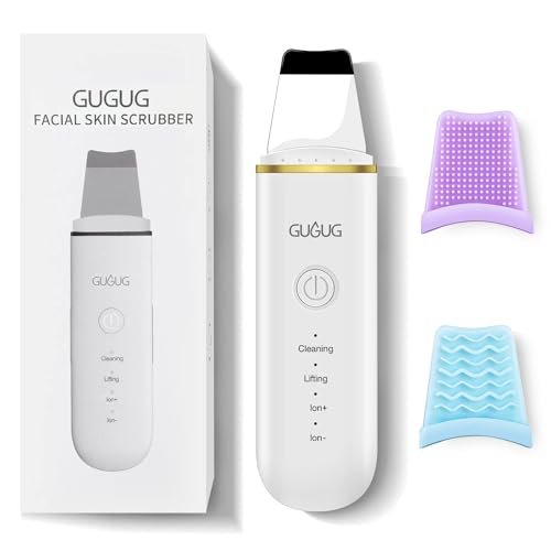 GUGUG Pulizia Viso Ultrasuoni, Skin Scrubber, Spatola Professionale con 4 Modalità Regolabili, Apparecchi per tonificare il corpo, Rimozione Punti Neri e Cura del Viso