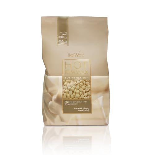 Italwax White Chocolate - 1kg Perline di cera a caldo per la depilazione senza strisce - Formula naturale per tutti i tipi di pelle – Aromatizzato vaniglia – Raccomandato per area bikini e ascelle