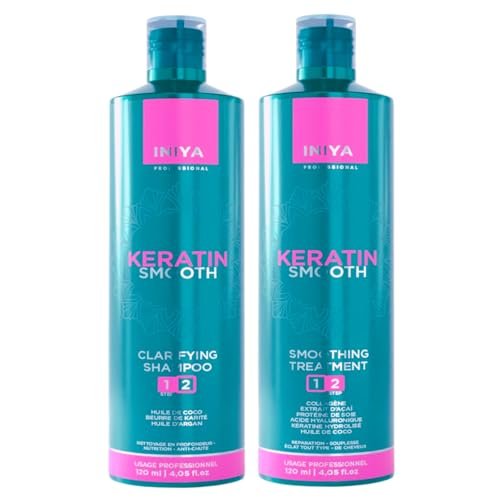 Lisciatura brasiliana Iniya Keratin Smooth senza formalina | Kit lisciante brasiliano cheratina, collagene, acido ialuronico e proteina | Iniya Professional (2X120ml)