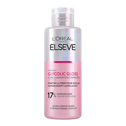 L'Oréal Paris Trattamento Laminazione 5 minuti - Maschera per capelli per capelli opachi - Mancanza di lucentezza - Acido glicolico - Protocollo di cura dei capelli - Elseve Glycolic Gloss - 200 ml