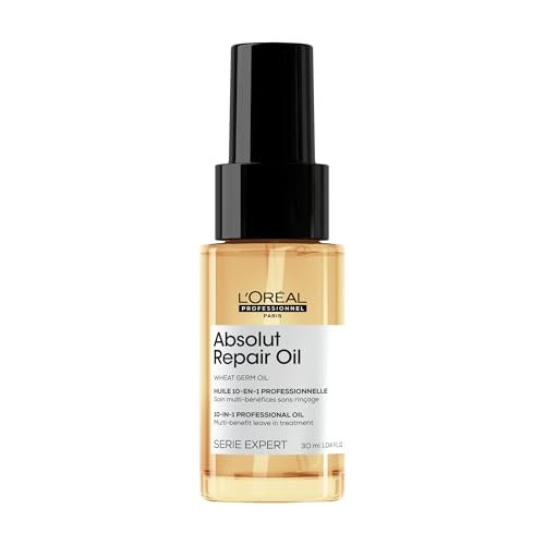 L'Oréal Professionnel Paris Olio per Capelli Luminosi, Termoprotettore, Anti Crespo, Trattamento per Capelli Secchi, Absolut Repair 10 in 1 Multiuso, Mini Size da Viaggio, 30 ml