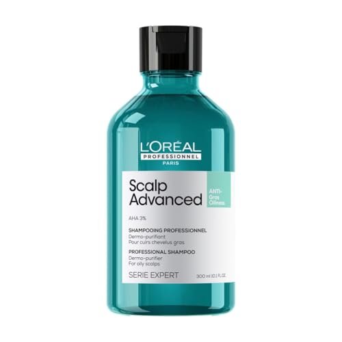 L'Oréal Professionnel Paris Shampoo Lenitivo, Per Cuoio Capelluto Grasso, Contro il Sebo in Eccesso, Effetto Rinfrescante, Con 3% AHA, Anti-Oiliness, Scalp Advanced, 300 ml