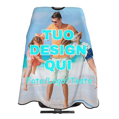 Mantella da barbiere personalizzata, mantella da taglio di capelli personalizzata con testo del logo fotografico, Grembiule da barbiere personalizzato per salone di casa e barbiere
