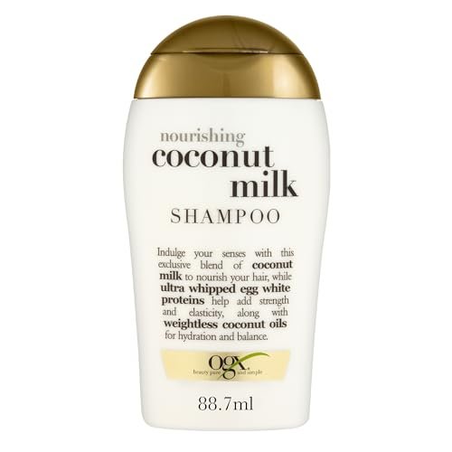 OGX Nourishing + Coconut Milk Shampoo da viaggio idratante con Latte e Olio di Cocco e Proteine ​​del Latte, Shampoo capelli secchi in pratico formato travel size per viaggi e vacanze da 88.7 ml