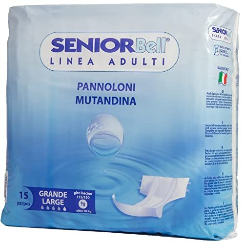 Sanigen Pannoloni Incontinenza Made In Italy Adulti Conf. 15 PZ Taglia Grande Per Anziani Dispositivi Assorbenti Mutandina Con Barriere Protettive E Adesivi Riposizionabili Unisex (Grande 15 Pz)