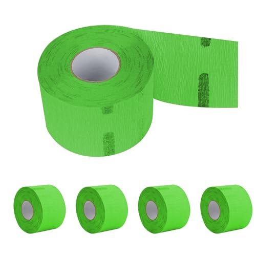 Strisce per collo da barbiere, 5 rotoli da 500 strisce verdi, usa e getta e flessibili, in carta, forniture per parrucchieri e parrucchieri, resistenti all'acqua e autoaderenti al collo