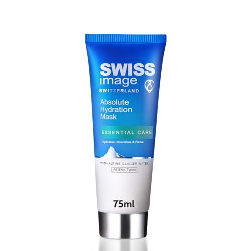 SWISSIMAGE Maschera Viso Idratante, trattamento rigenerante detox, con Acqua dei ghiacciai Alpini, Qualità Svizzera (1 x 75 ml)