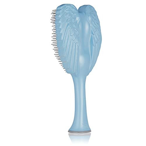 Tangle Angel - Spazzola per extension per capelli, antistatica con setole morbide, per capelli lisci o mossi, con ali d'angelo, per doccia e asciugatura, da donna, colore: blu satinato opaco